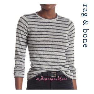 rag & bone Striped Slim Long Sleeve Crewneck Top